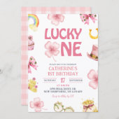 Invitation Pink St Patrick Lucky One Kids First Birthday (Devant / Derrière)