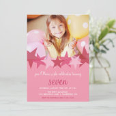 Invitation Pink Stars Enfants Photo Anniversaire Fête Invitat (Debout devant)