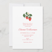 Invitation Pink Strawberry Baby Shower Sprinkle Botanical (Devant)