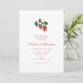 Invitation Pink Strawberry Baby Shower Sprinkle Botanical (Debout devant)