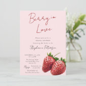 Invitation Pink Strawberry Berry In Love Bridal Shower (Debout devant)