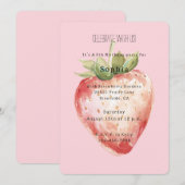 Invitation Pink Strawberry Fruit Birthday (Devant / Derrière)