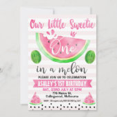 Invitation Pink Strike Dans Un Melon Premier Anniversaire (Devant)