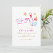 Invitation Pink Strike Up Some Fun Bowling Sport Baby Shower (Debout devant)