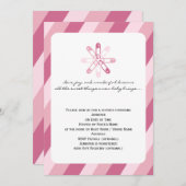 Invitation Pink Stripe Bébé Pin Bébé Douche Fille (Devant / Derrière)