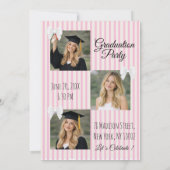 Invitation Pink Stripe Bow Graduation (Dos)