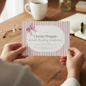 Invitation Pink Striped Bow 60th Birthday Celebration 