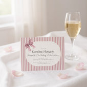 Invitation Pink Striped Bow 60th Birthday Celebration 
