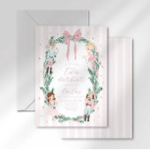 Invitation Pink Striped Bow Nutcracker Ballet 2nd Birthday
