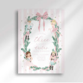 Invitation Pink Striped Bow Nutcracker Ballet Third Birthday