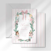 Invitation Pink Striped Bow Nutcracker Ballet Third Birthday