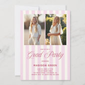 Invitation Pink Striped Preppy Graduation (Dos)