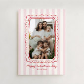 Invitation Pink Striped Scalloped Frame Valentine’s Day card