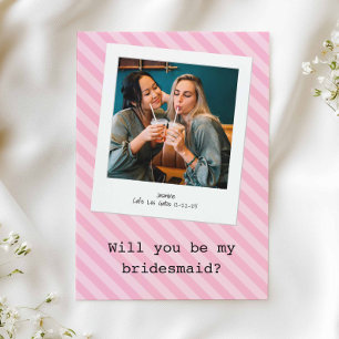Invitation Pink Striped "Serez-Vous Ma Femme D'Accueil ?" Pho