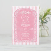 Invitation Pink Stripes Baby Shower Cielito Lindo Talavera (Debout devant)