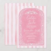 Invitation Pink Stripes Baby Shower Cielito Lindo Talavera (Devant / Derrière)