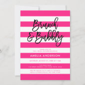 Invitation Pink Stripes Black Brunch & Fête des mariées Bubbl (Devant)