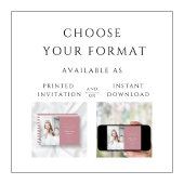 Invitation Pink Stripes Cross Girl First Communion Photo