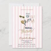 Invitation Pink Stripes Fête des mariées de plage tropicale (Devant)