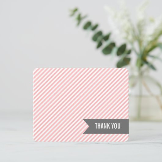 Invitation Pink Stripes Flat Merci Notes (Debout devant)