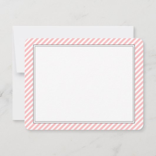 Invitation Pink Stripes Flat Merci Notes (Dos)
