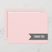 Invitation Pink Stripes Flat Merci Notes (Devant / Derrière)