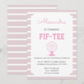 Invitation Pink Stripes Golf 50th Birthday (Devant / Derrière)