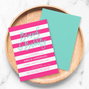Invitation Pink Stripes Turquoise Brunch Fête des mariées Bub