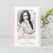 Invitation Pink Stroke Gold minima Fête des mariées moderne (Debout devant)