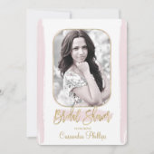 Invitation Pink Stroke Gold minima Fête des mariées moderne (Devant)