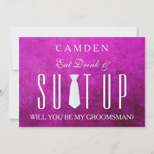 Invitation Pink Suitup Serez-vous mon groom ? (Devant)