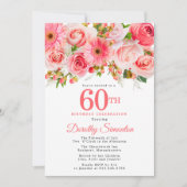Invitation Pink Summer Floral Joli 60e anniversaire (Devant)