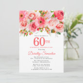 Invitation Pink Summer Floral Joli 60e anniversaire (Debout devant)