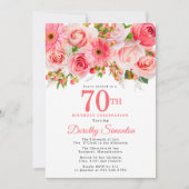 Invitation Pink Summer Floral Joli 70e anniversaire (Devant)