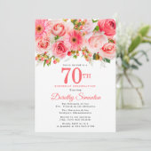 Invitation Pink Summer Floral Joli 70e anniversaire (Debout devant)