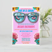 Invitation Pink Summer Splash Anniversaire Pool Party Invitat (Debout devant)