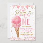 Invitation Pink Summer Two Scoops Ice Cream 2e Anniversaire (Devant)