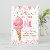 Invitation Pink Summer Two Scoops Ice Cream 2e Anniversaire (Debout devant)