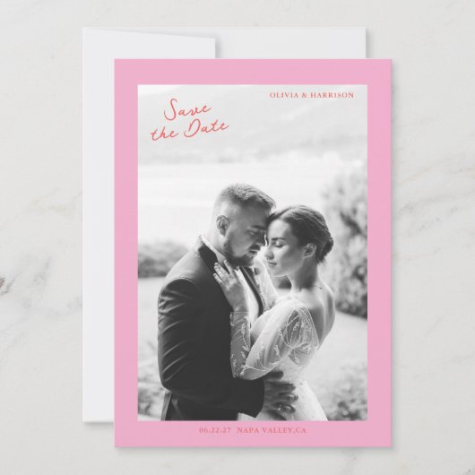 Invitation Pink Summer Wedding Save the Date (Devant)