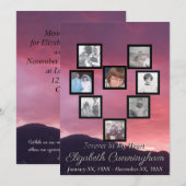 Invitation Pink Sunset Photo Collage Heart Memorial (Devant / Derrière)