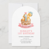 Invitation Pink Sunshine Cupcake 1st birthday (Devant)