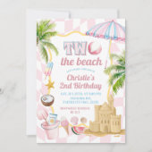 Invitation Pink Super Deux la plage 2e fête d'anniversaire (Devant)