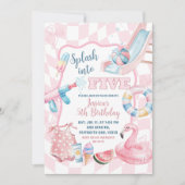 Invitation Pink Super Pastel Pool Fête d'été Fille anniversai (Devant)