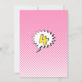 Invitation Pink Superhero Photo 4e anniversaire de fête Invit (Dos)