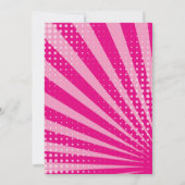 Invitation Pink Superheros Comédie Livre Styled Anniversaire (Dos)