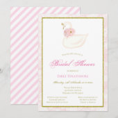 Invitation Pink Swan, Mariage, Baby Shower (Devant / Derrière)