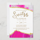 Invitation Pink SWEET 16 Moderne Élégant Budget Anniversaire (Devant)