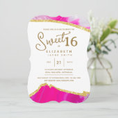 Invitation Pink SWEET 16 Moderne Unique 16ème Anniversaire (Debout devant)