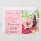 Invitation Pink Sweet 16 Photo Anniversaire (Devant)
