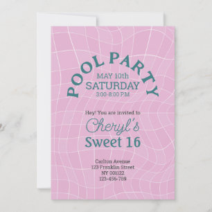 Invitation Pink Sweet 16 Summer Pool Party Anniversaire